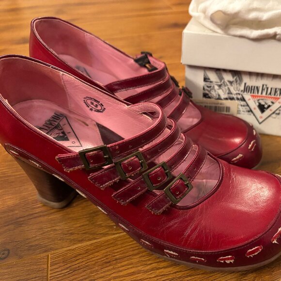 John Fluevog Shoes - John Fluevog Illeana 4-strap Mary Jane chunky heels - size 9.5